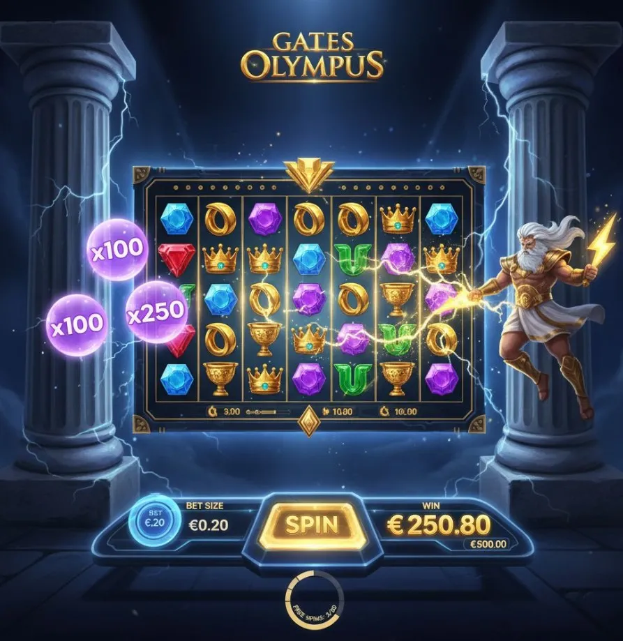 A visual comparison of three different betting strategies in Gates of Olympus (micro-betting, mid-range betting, high-stakes betting), perhaps showing small, medium, and large coin stacks corresponding to different gameplay durations or payout potentials.