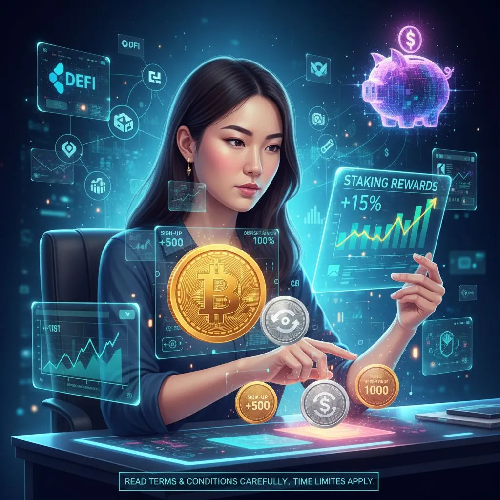 Graphic depicting various 1win crypto bonus types: welcome bonus, free spins, cashback, reload bonus, and VIP rewards.